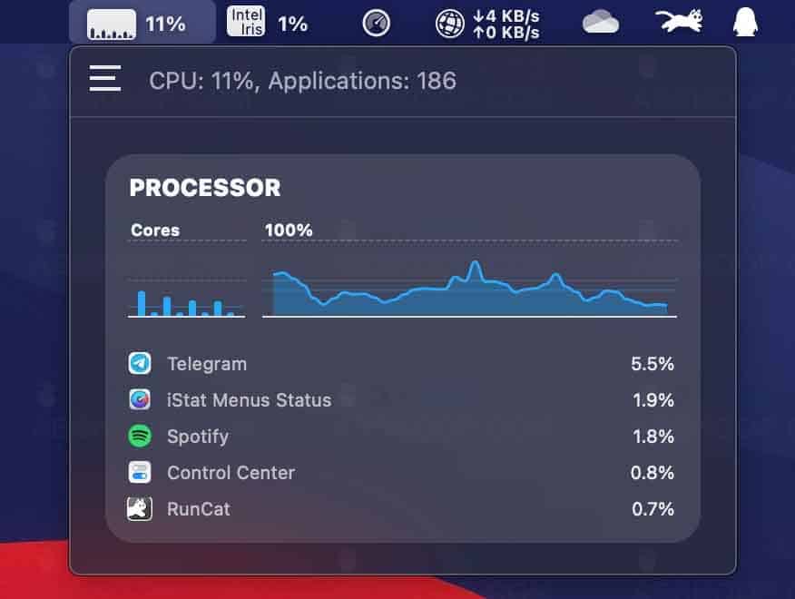 iStatistica Pro 4.0 CPU监控模块