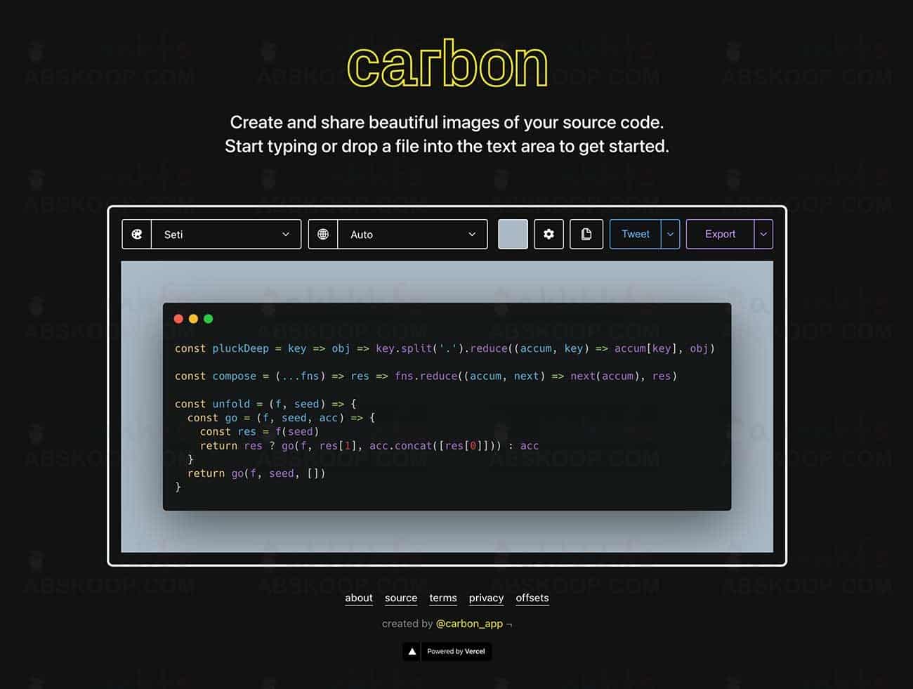 Carbon 代码图片生成器 在线将代码生成精美的图片分享