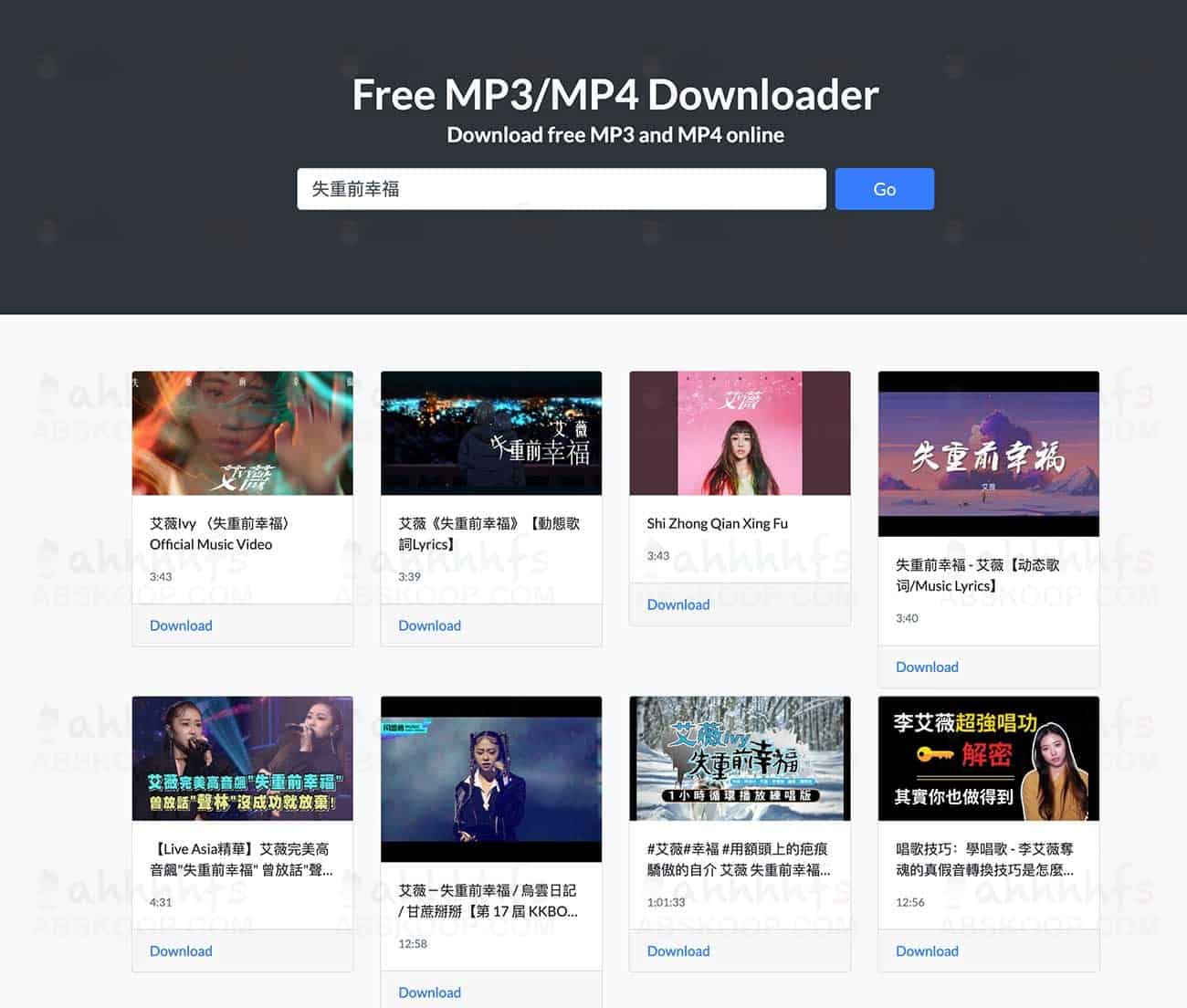 FreeMP3Downloads 免费在线MP4 MP3音乐下载、视频下载器 - A姐分享